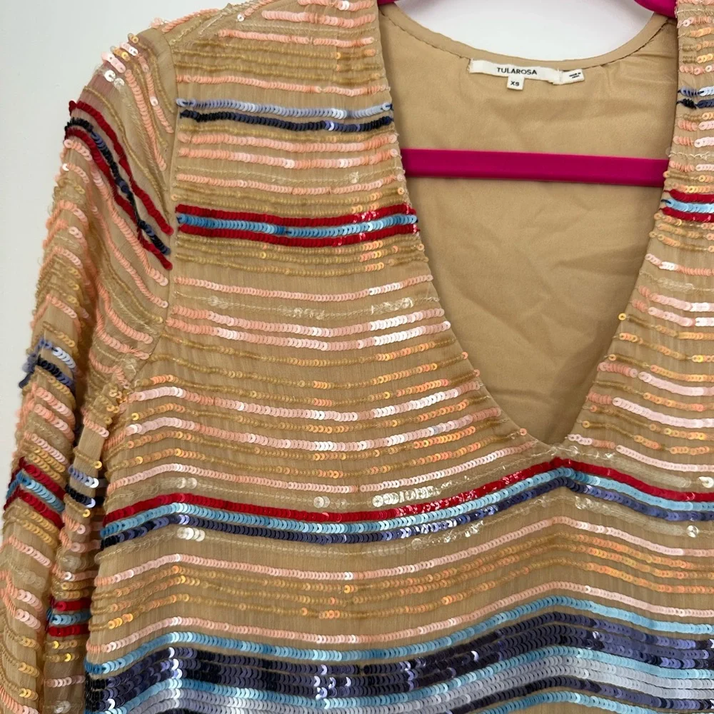 TULAROSA BREE LONG SLEEVE BLOUSE in Blue Multi Stripe - Picture 4 of 5